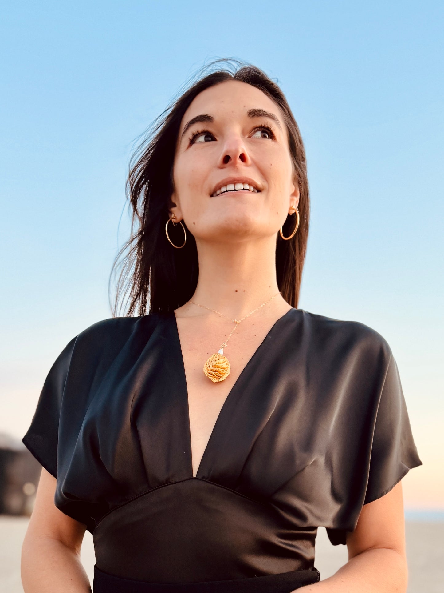 Peach Pit Pendant + Monotype Print Set