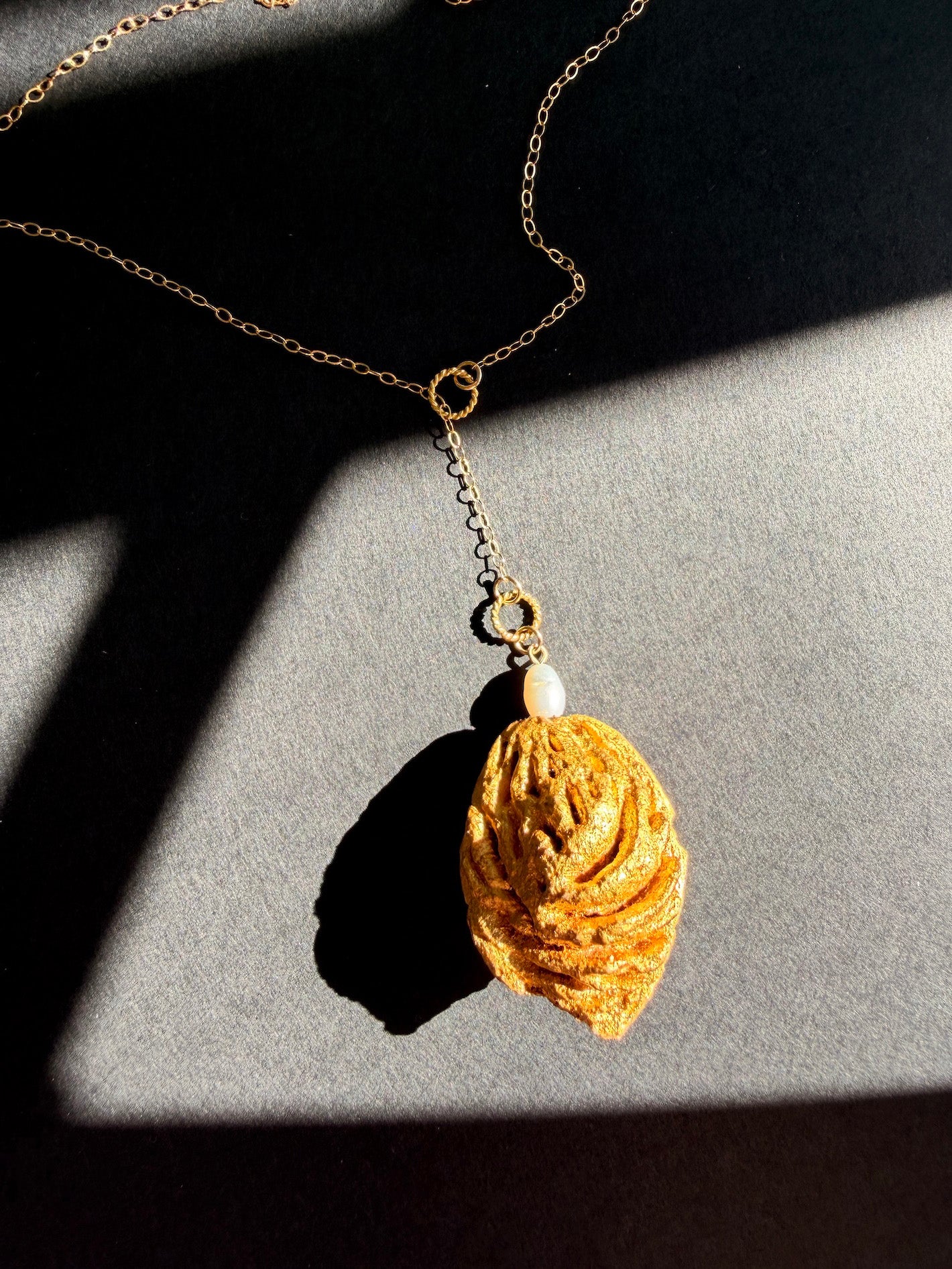 Peach Pit Pendant + Monotype Print Set