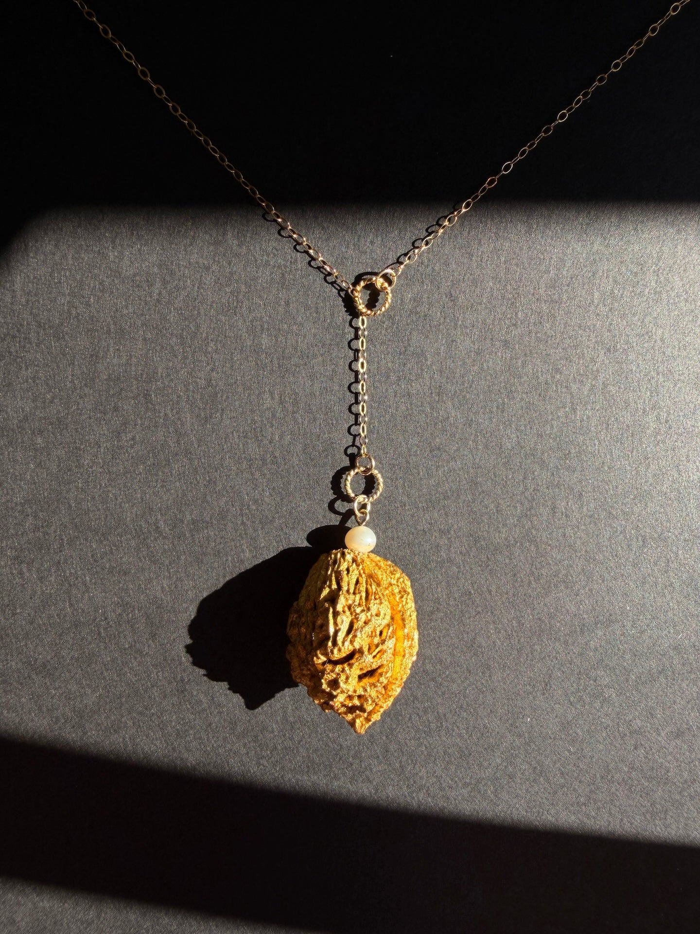 Peach Pit Pendant + Monotype Print Set