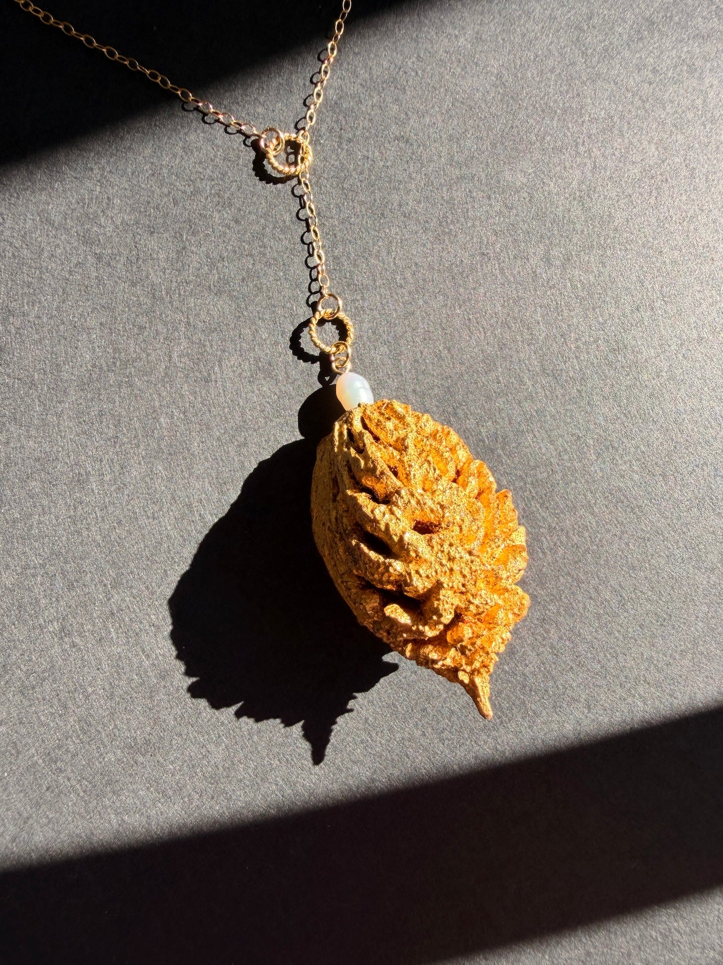 Peach Pit Pendant + Monotype Print Set